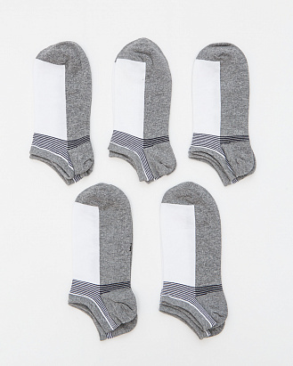 Носки-следики хлопковые ТОД 20075 бело-серые (5 шт)